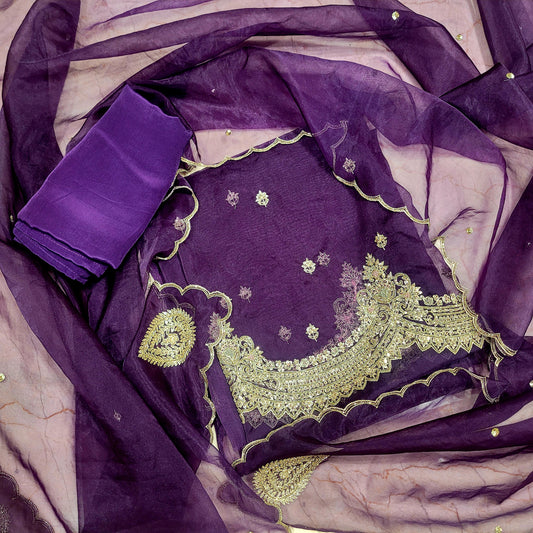 ORGANZA 3 PIECE SUIT WITH HANDWORK