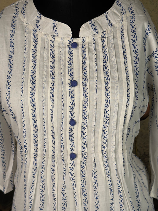 Pure Handloom Cotton Printed Kurta Set with Straight Pant 2 piece