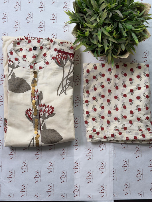 Pure Handloom Cotton Pichwai Print Kurta Set with Straight Pant 2 piece