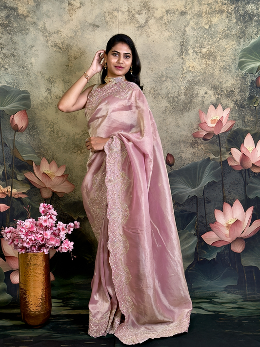Pure kanjivaram tissue silk saree with zardosi work