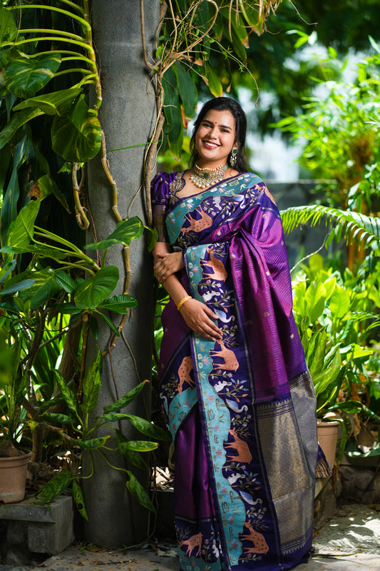 HANDLOOM KANCHIPATTU FUSION SAREE