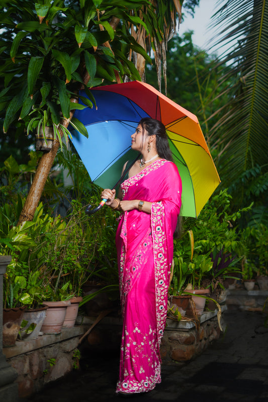 PURE CHINNON GEROGETTE HANDWORK SAREE