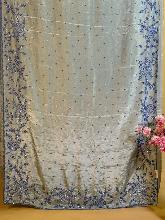 Pure Kanjivaram tissue silk saree with handwork