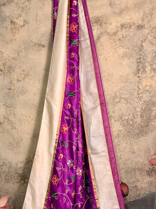 Pure tusser saree with Patola embroidery
