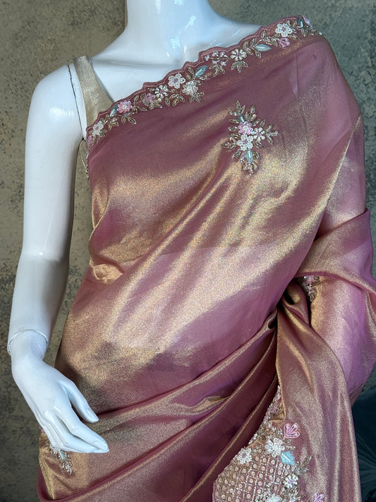 Pure Kanjivaram Silk Saree with Handwork – Elegant Pink Wedding & Festive Wear