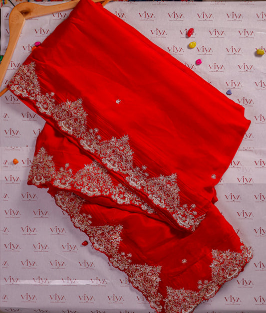 Pure Crepe Silk Saree with Handcrafted Zardozi Embroidery