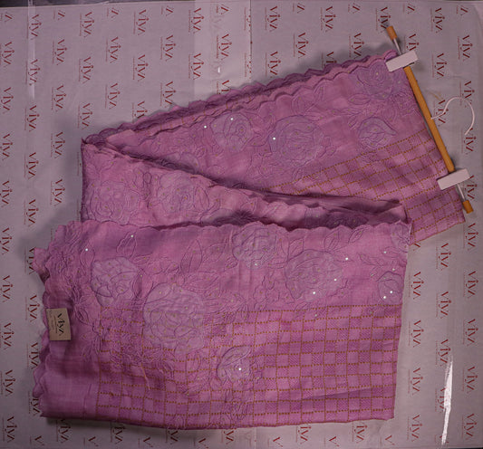 Pure Tussar Silk Saree with Hand Applique & Embroidery