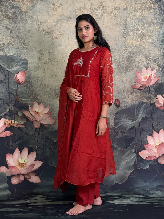 Pure mulchenderi with applique and handwork