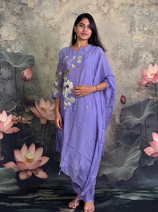 Pure mulchenderi with applique and handwork