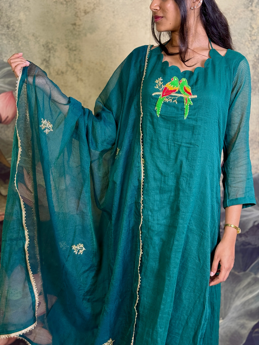 Pure kota with handwork and back threads