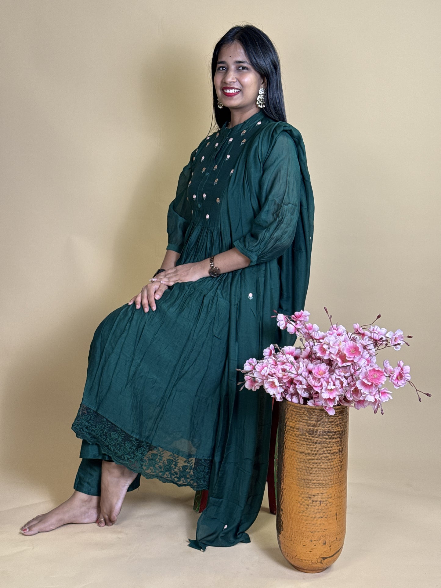 Pure mulchendari suit with Anarkali