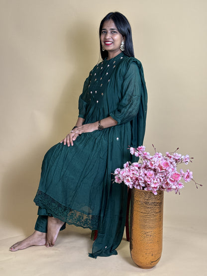 Pure mulchendari suit with Anarkali