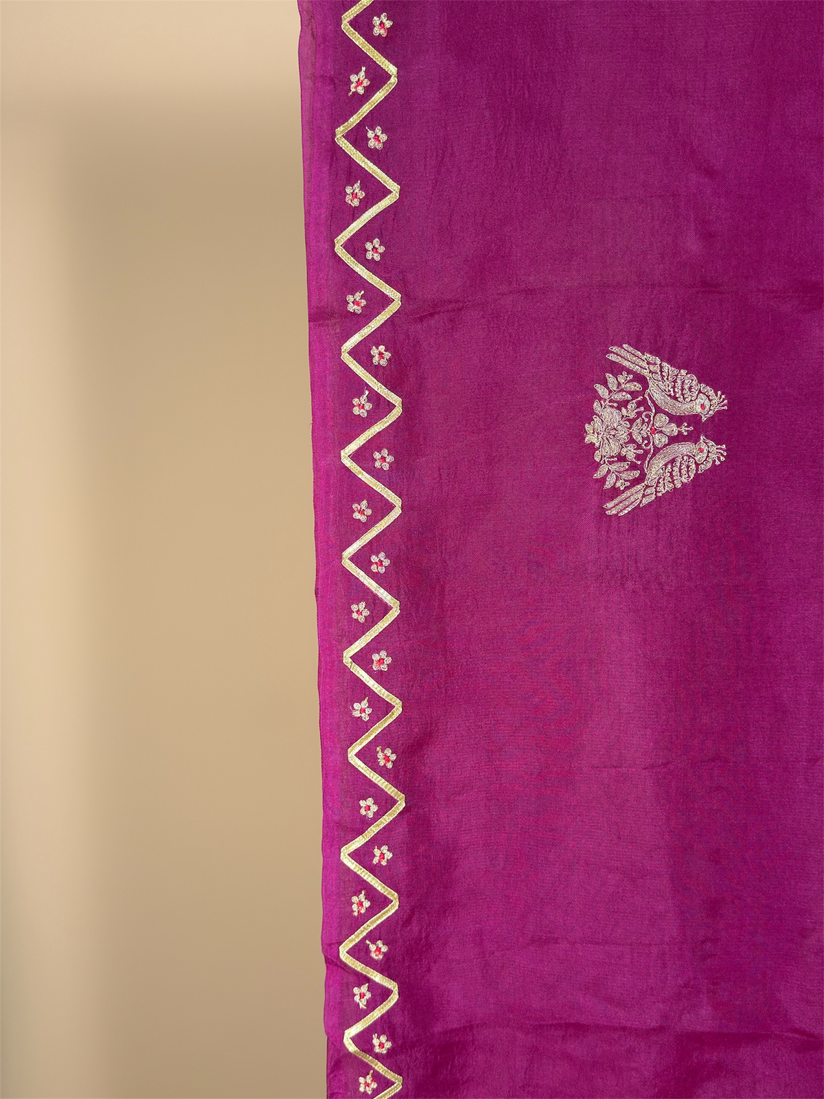 Pure Kora silk saree with zari embroidery