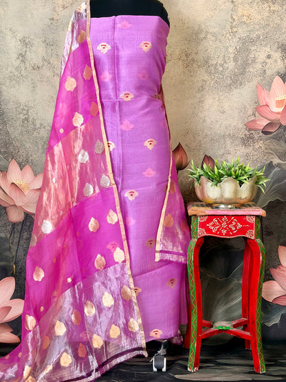 Pure Kora silk with kadwa weaving & Meenakari