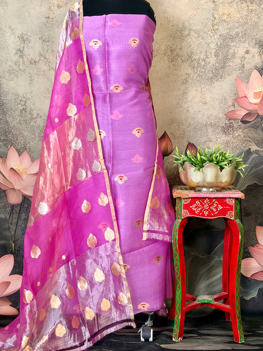 Pure Kora silk with kadwa weaving & Meenakari
