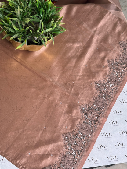 Pure kora silk with embroidery and cutwork