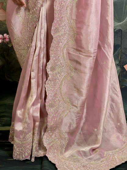 Pure kanjivaram tissue silk saree with zardosi work