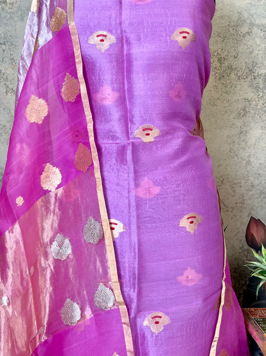 Pure Kora silk with kadwa weaving & Meenakari