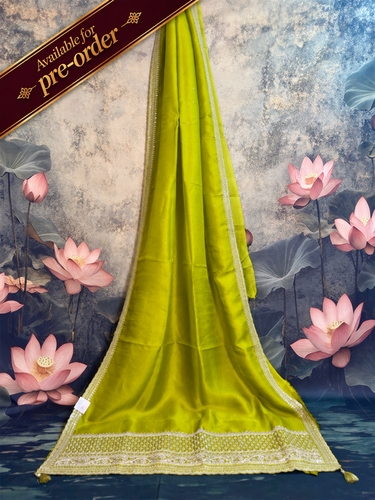 Pure Kora silk with sabyasachi lace and Mukesh work