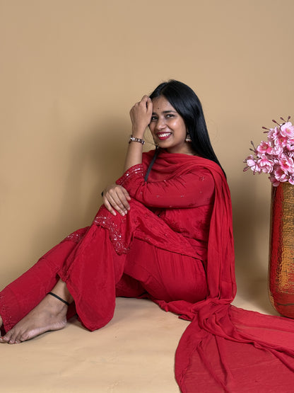 Pure georgette suit with handwork