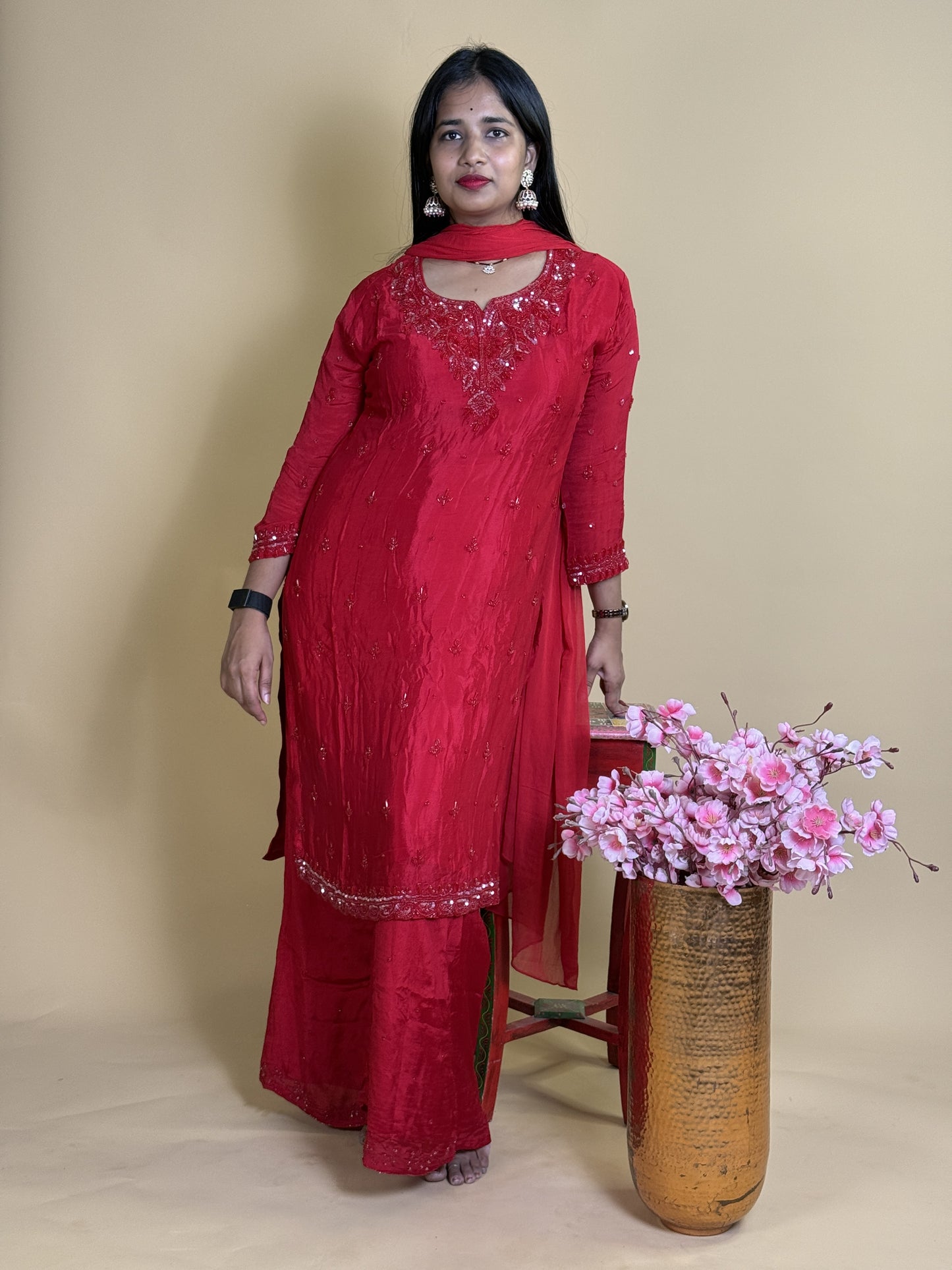 Pure georgette suit with handwork