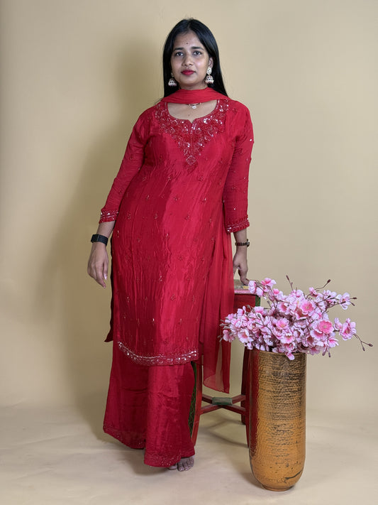 Pure georgette suit with handwork
