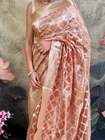 Pure tissue pattu with paithani work