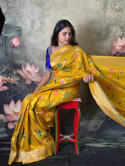 Pure banarasi saree with maggam blouse