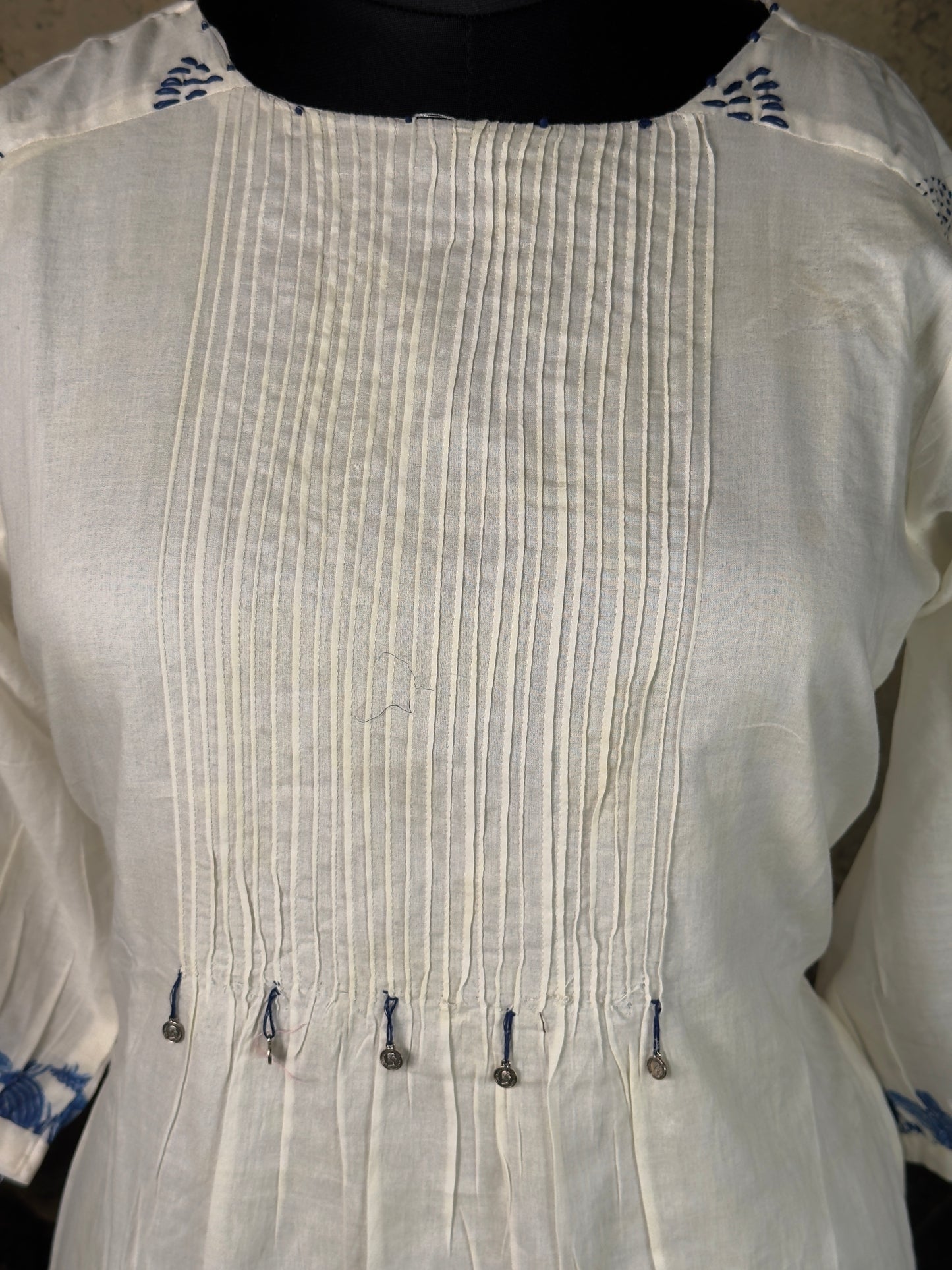 Pure Handloom Cotton Floral Kurta Set with Straight Pant - 2 piece