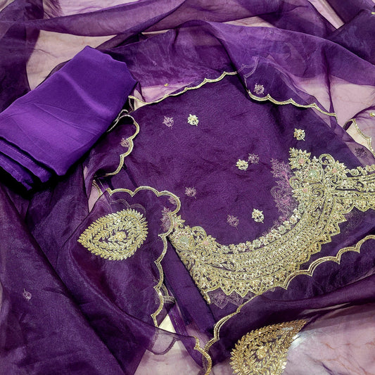 ORGANZA 3 PIECE SUIT WITH HANDWORK
