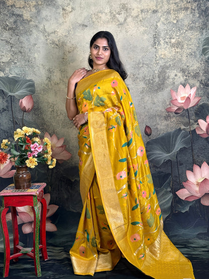 Pure banarasi saree with maggam blouse