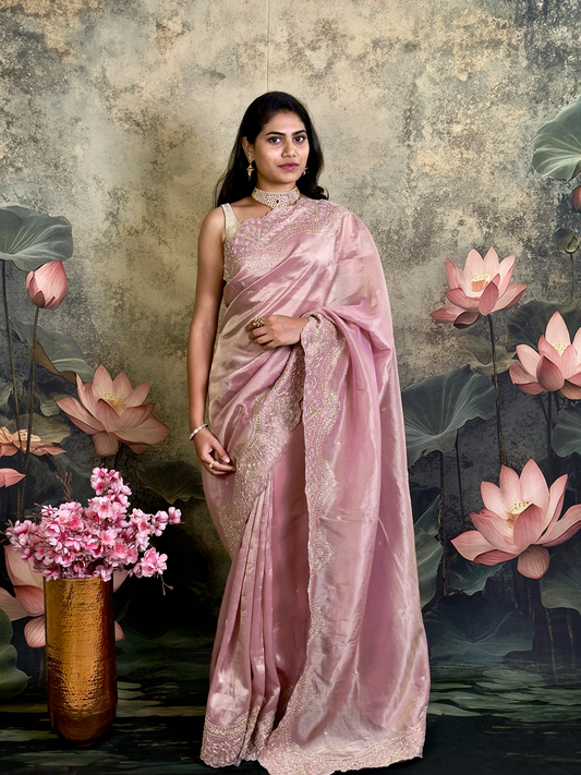 Pure kanjivaram tissue silk saree with zardosi work