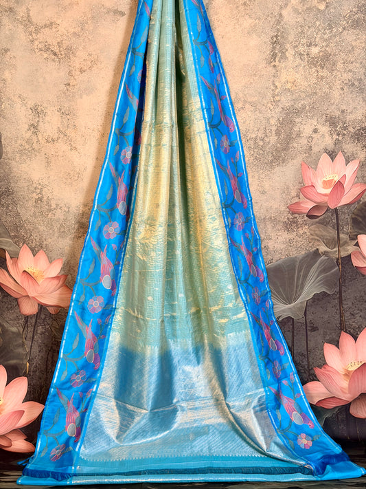 Pure kanchipattu with fusion border & weaving