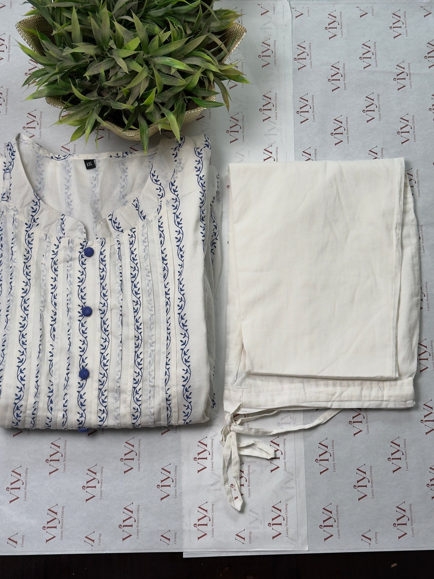 Pure Handloom Cotton Printed Kurta Set with Straight Pant 2 piece