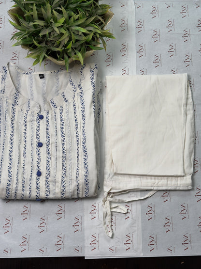 Pure Handloom Cotton Printed Kurta Set with Straight Pant 2 piece