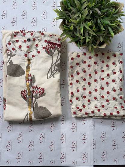 Pure Handloom Cotton Pichwai Print Kurta Set with Straight Pant 2 piece