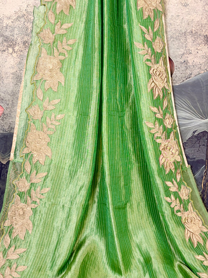 Pure tissue saree with Applique work
