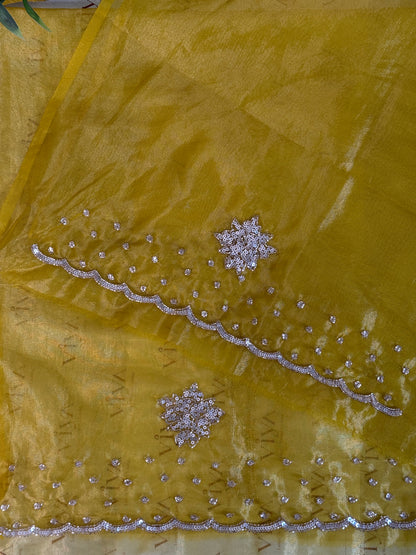 Pure Tissue Organza Saree with Handwork – Lightweight Elegant Festive Wear