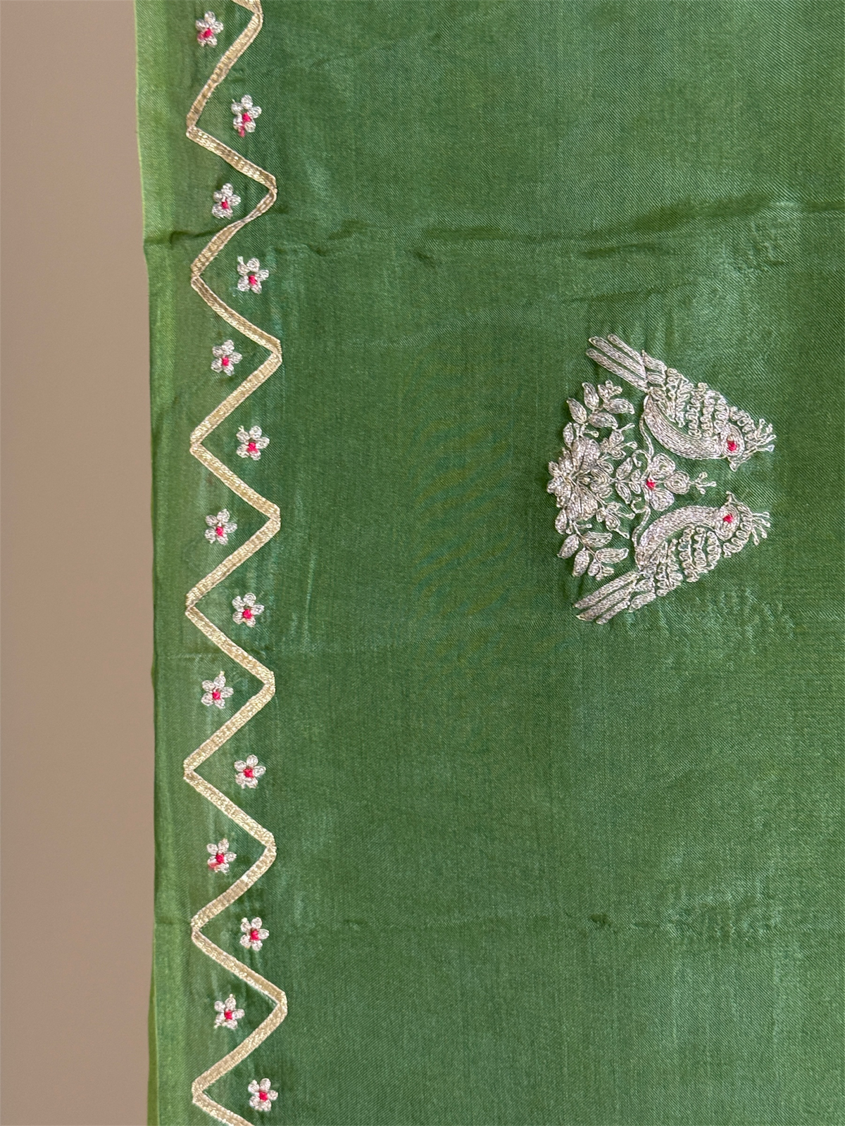 Pure Kora silk saree with zari embroidery