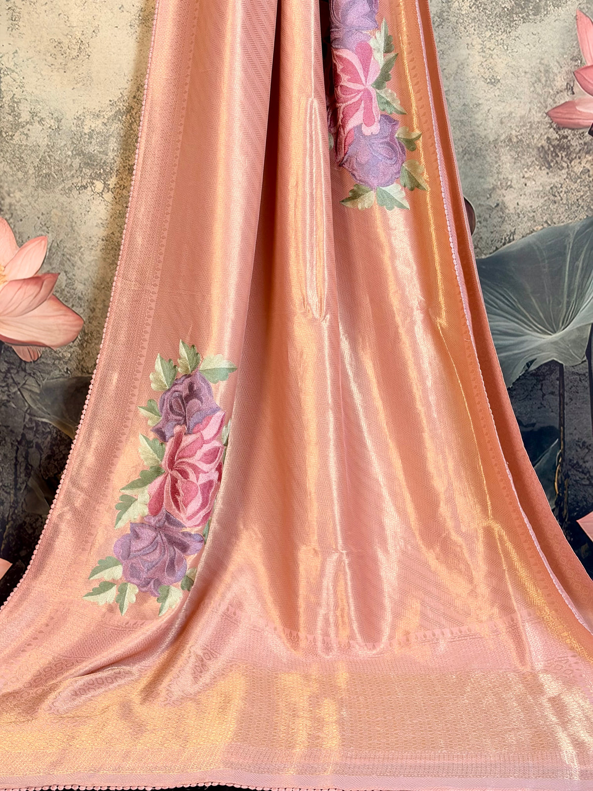 Soft brocade saree with embroidery