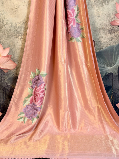 Soft brocade saree with embroidery