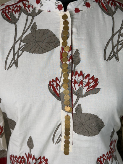 Pure Handloom Cotton Pichwai Print Kurta Set with Straight Pant 2 piece