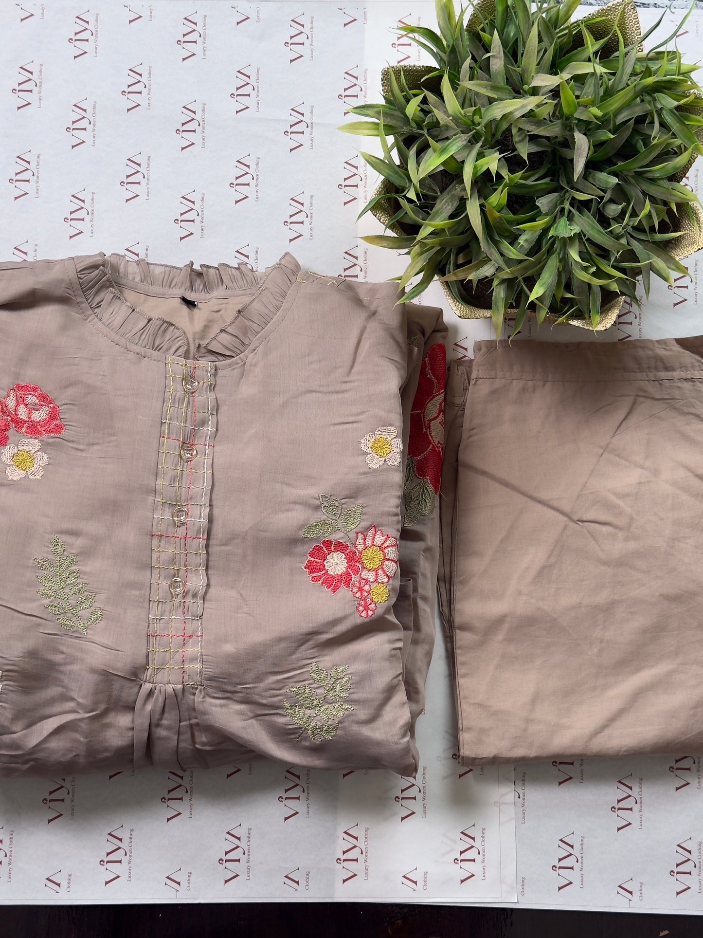 Pure Handloom Cotton Fusion Kurta Set with Straight Pant 2 piece