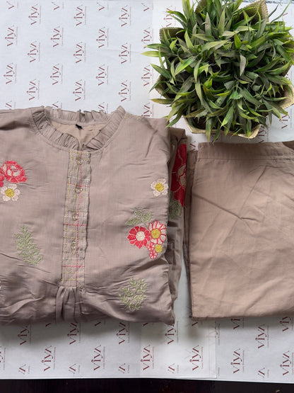 Pure Handloom Cotton Fusion Kurta Set with Straight Pant 2 piece