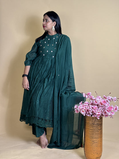 Pure mulchendari suit with Anarkali
