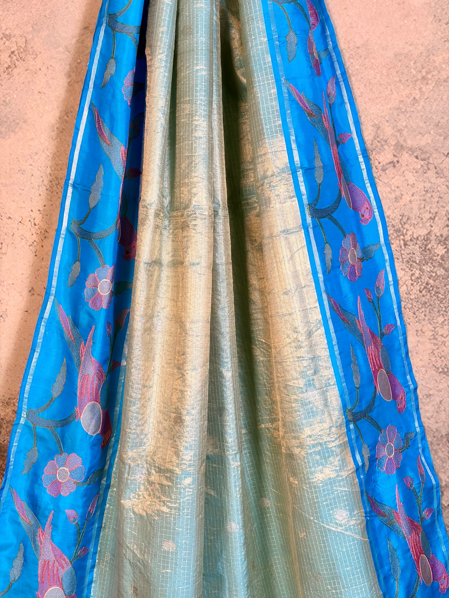 Pure kanchipattu with fusion border & weaving
