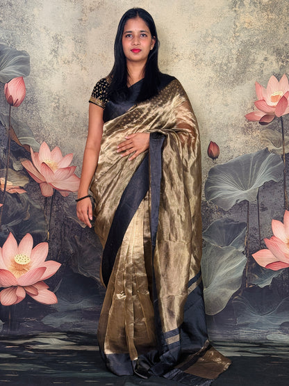 Pure Tissue Silk Saree with Mashroo Satin Border – Elegant Wedding & Festive Wear