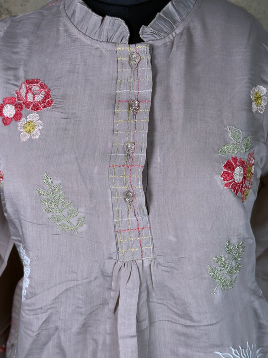 Pure Handloom Cotton Fusion Kurta Set with Straight Pant 2 piece