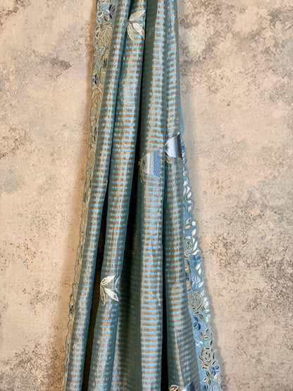 Pure Poona silk with leather work