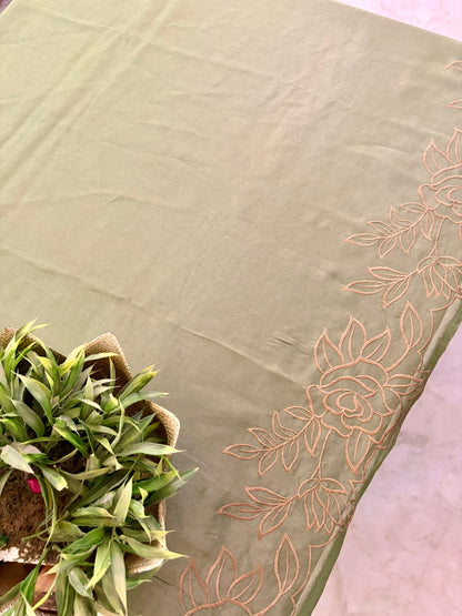 Pure tissue saree with Applique work